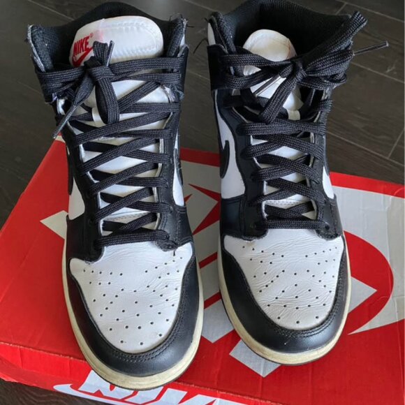Womens Nike Black White High Rise Dunks Size 7.5 With Box - Picture 3 of 4